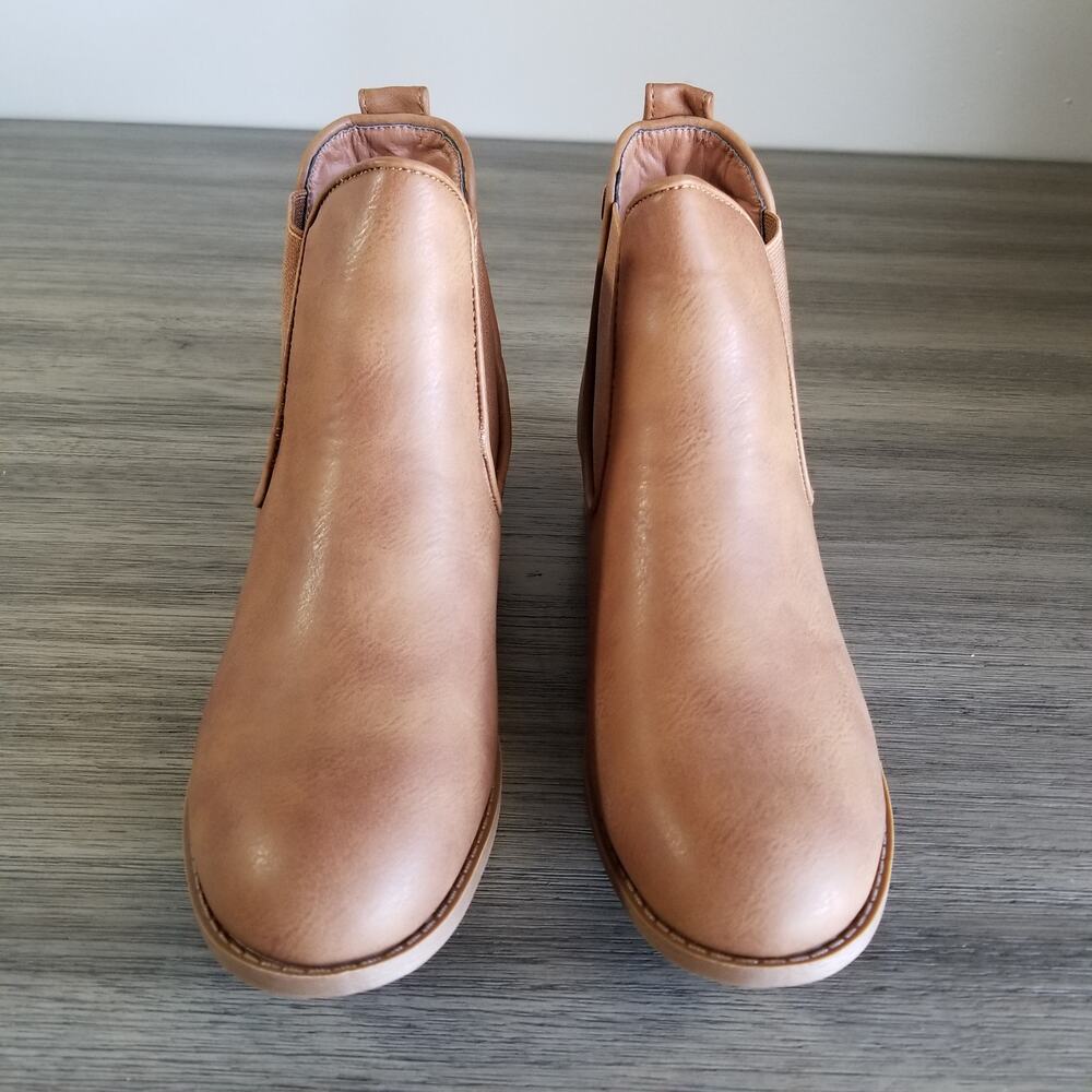 Top Moda Women's Brown Faux Leather Western Chelsea Ankle Boots Size: 7.5M New - Picture 3 of 10